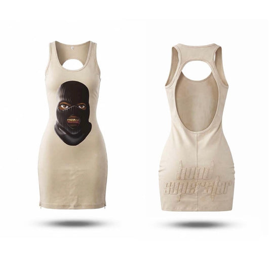 Hood Superstar Open Back Mini Dress (Ski Mask)
